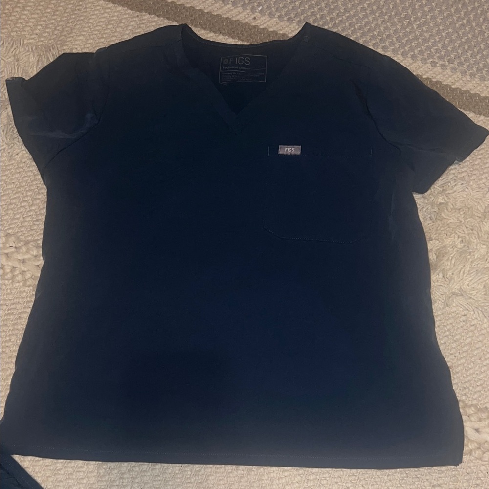 Figs Deep Blue V-Neck Scrub Top